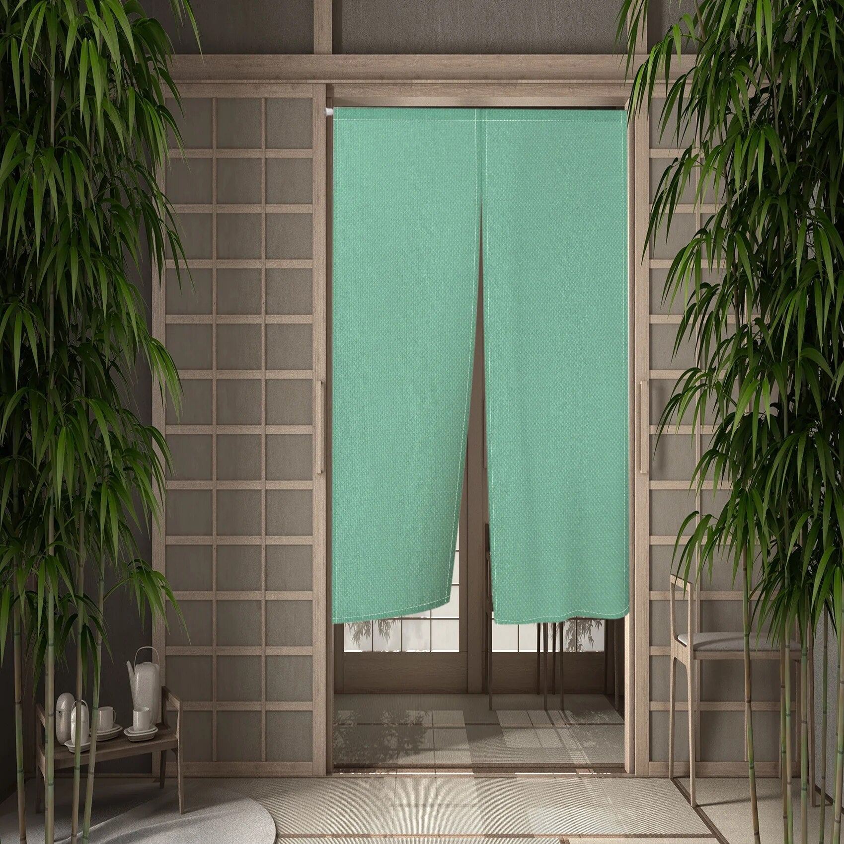 SkandiShop Solid Color Beige Japanese Simple Half-curtain Kitchen Porch Corridor Bedroom Drape Hanging Curtain Restaurant Door Screen Decor